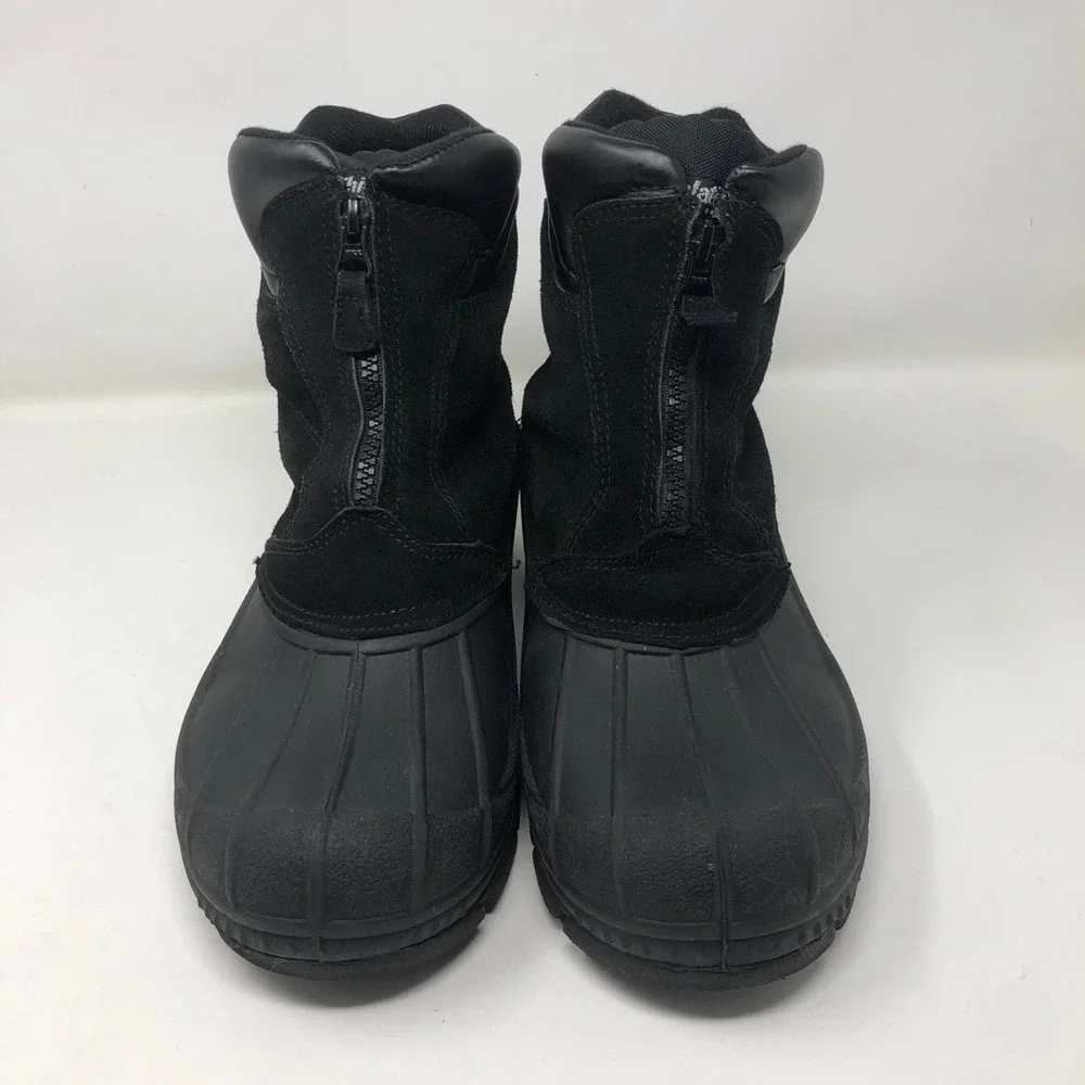 Elk Woods Slushy Snow Boots Mens 9‎ Black Suede Zip Outdoor Waterproof Hiking